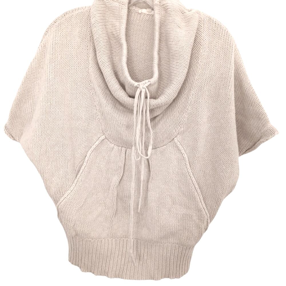 Revolve‎ LA Made Sweater Women Size S Cowl Short Sleeve Cropped Preppy Lagenlook